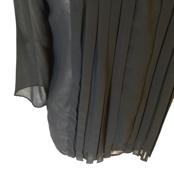 Mango Pleated Sheer Long Sleeved Blouse, Size L - Picture 4 of 8